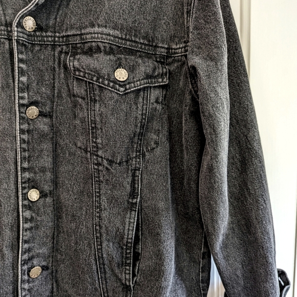 Vintage 80's Black Denim Jacket Men's Size Medium - Picture 2 of 4